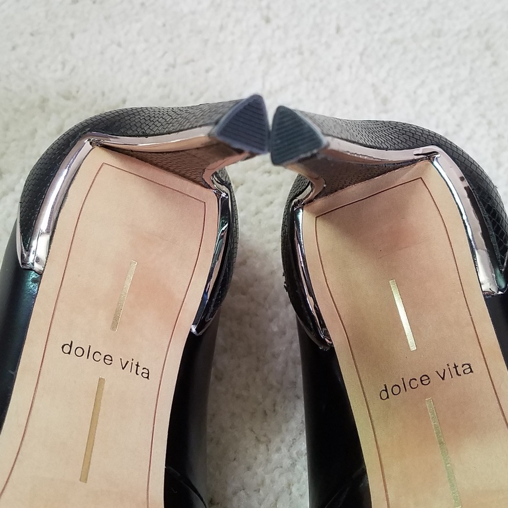 DOLCE VITA black accent pointed toe pumps NEW - Picture 7 of 8
